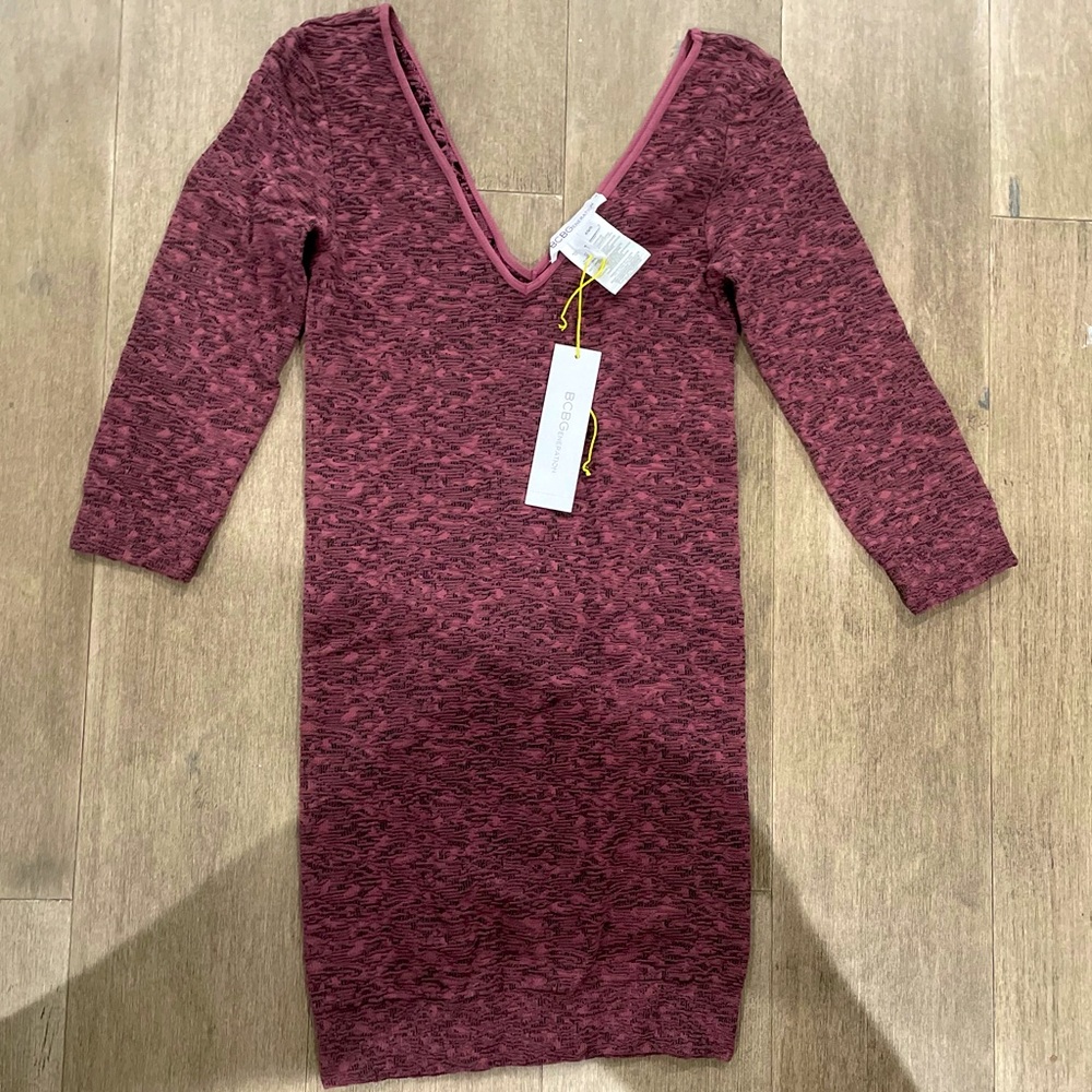 NWT BCBG Wine Color Long Sleeve dress XS/S